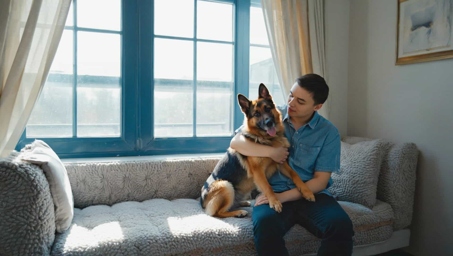 a person hugging their dog in rehab center